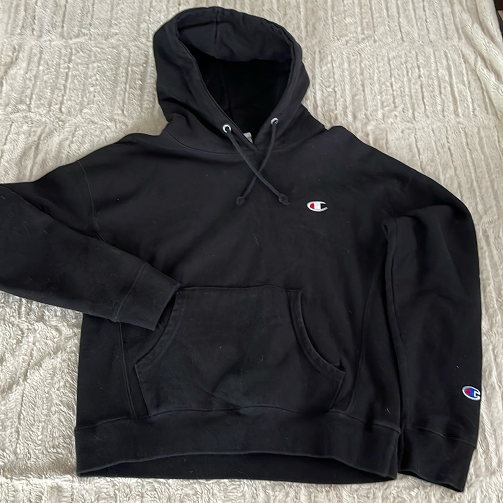 Men's Champion Life Reverse Weave Hoodie Black Sz Medium